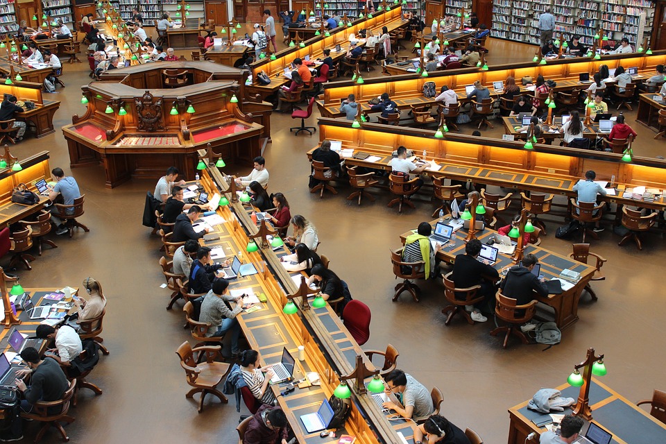 Studenti nella libreria dell'Università