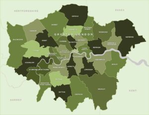 Mappa dei Quartieri di Londra.